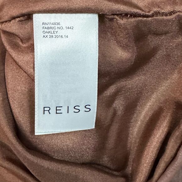 REISS Women’s Eliza Dusty Rose Lamb Leather Fully Lined Mini Skirt Size 4 - Picture 4 of 6